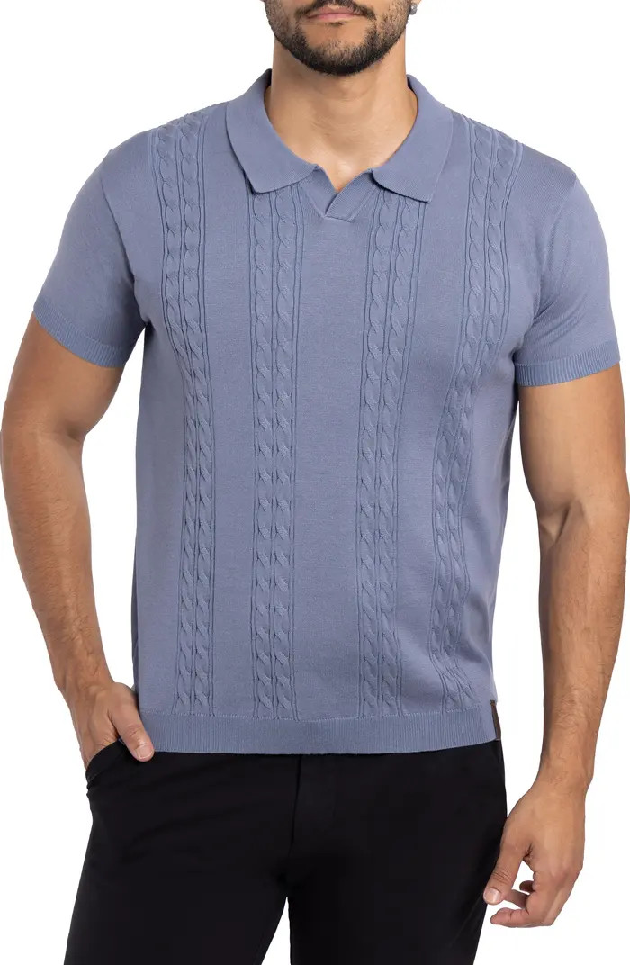 Spring + Mercer Cable Short Sleeve Johnny Collar Sweater | Nordstromrack | Nordstrom Rack