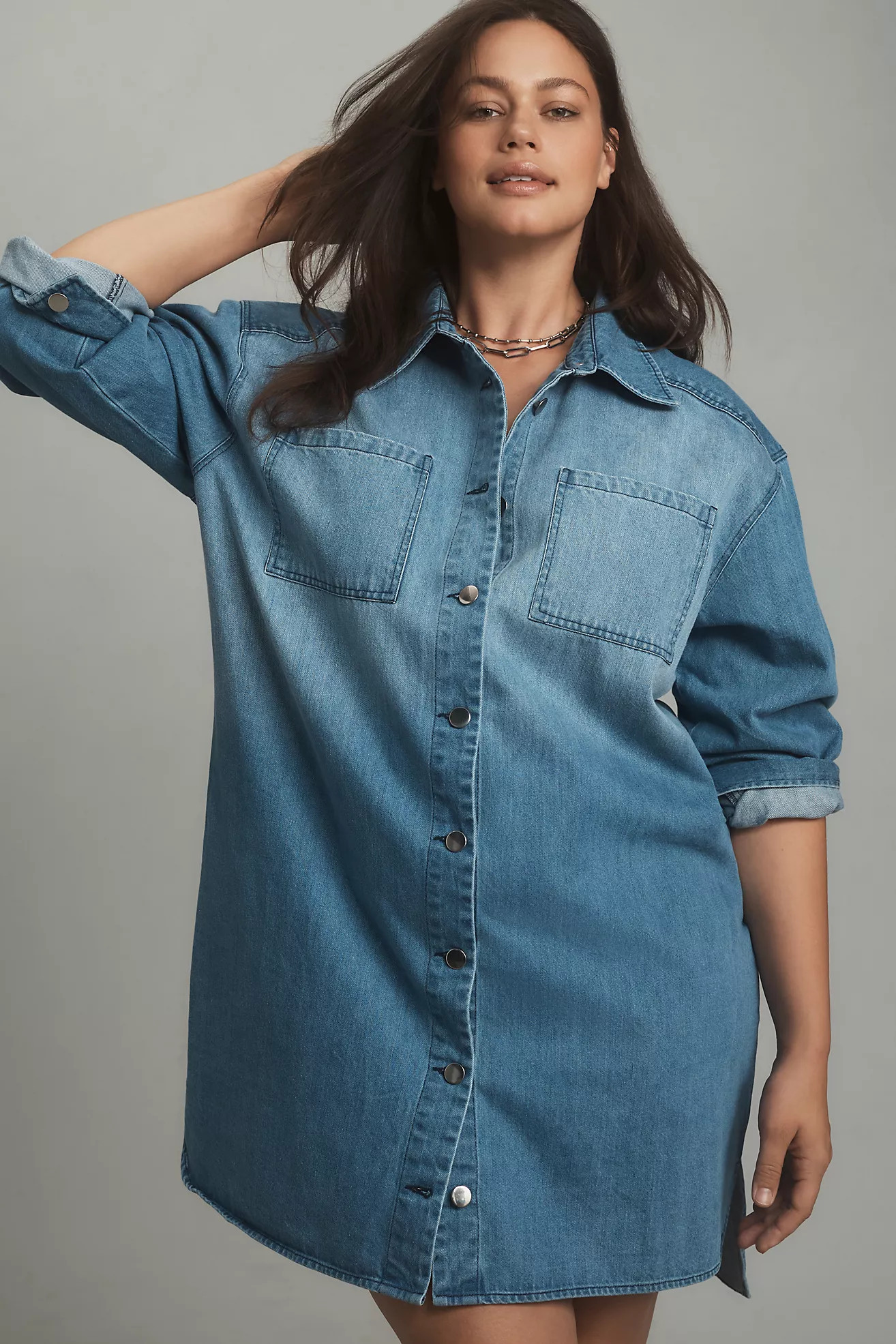 Porridge Long-Sleeve Collared Mini Shirt Dress | Anthropologie (US)