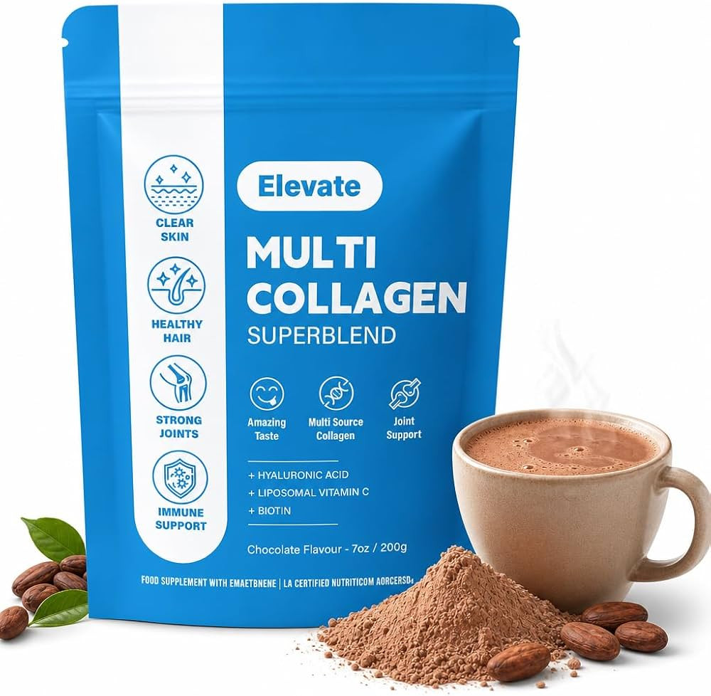 Elevate Collagen for Women, Multi Collagen Superblend, Chocolate, 7oz/200g | Amazon (US)