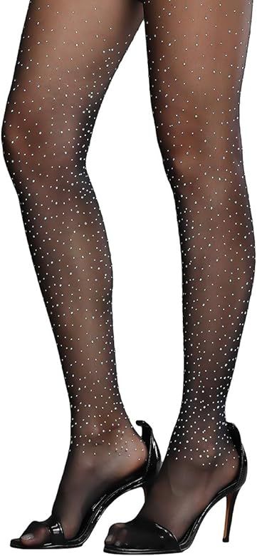 LUCKELF Women's Shimmer Tights Silk Reflections Control Top Pantyhose Sparkly Rhinestone Sheer St... | Amazon (US)