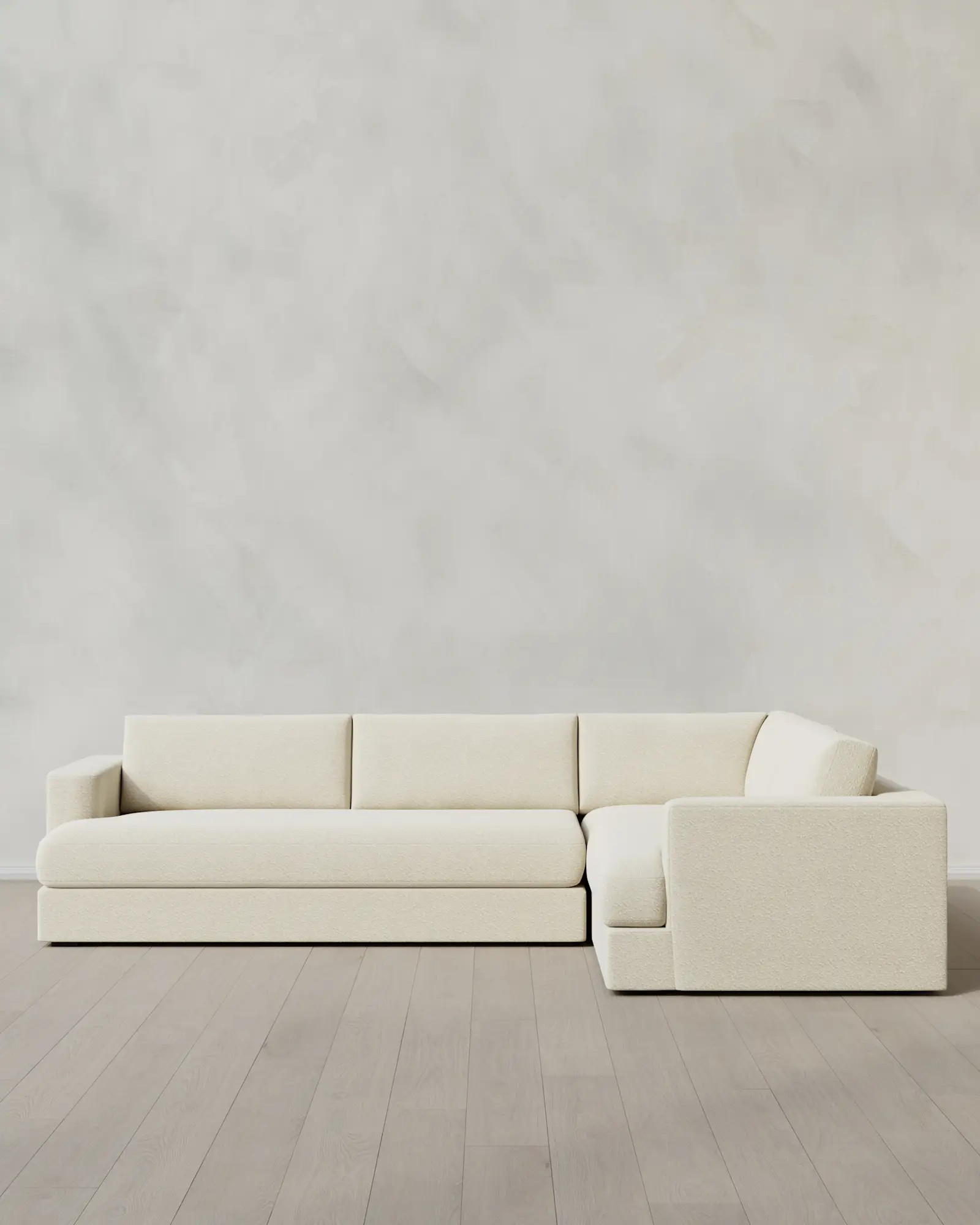 Sierra Curved Arm L Sectional in Performance Boucle in Linen | Quince