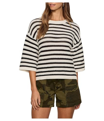 Sanctuary Women's Elle Sweater Tee, Black/White/Chalk, X-Large | Amazon (US)