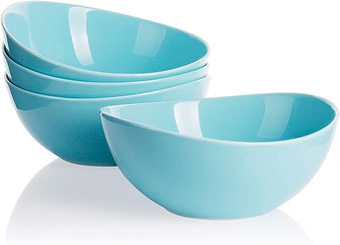 Sweese 103.402 Porcelain Bowls - 28 Ounce for Cereal, Salad and Desserts - Set of 4, Turquoise | Amazon (US)