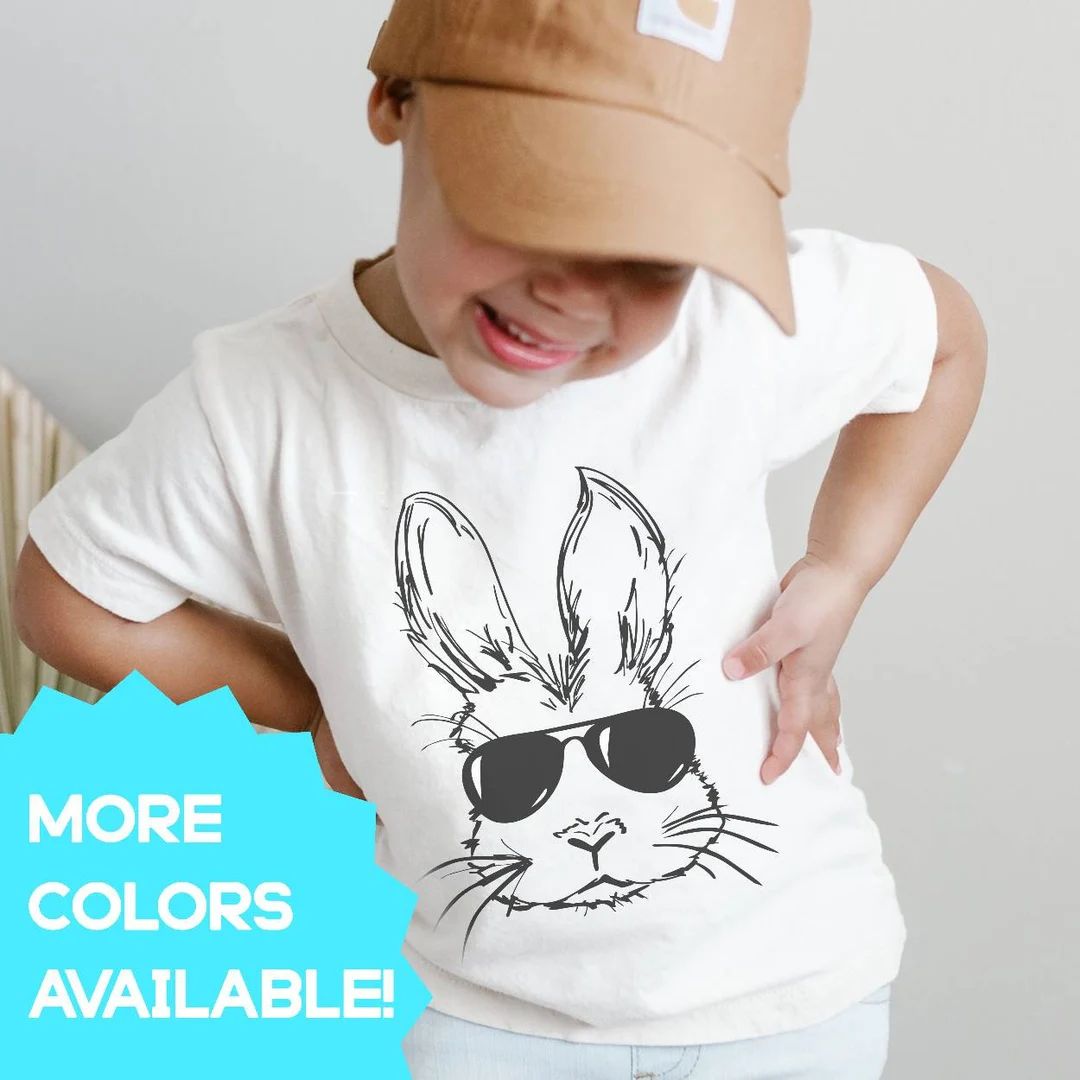 Easter Bunny Sunglasses Shirt, Easter Bunny Shirt Gift, Easter Shirt for Boys and Girls, Toddler ... | Etsy (US)