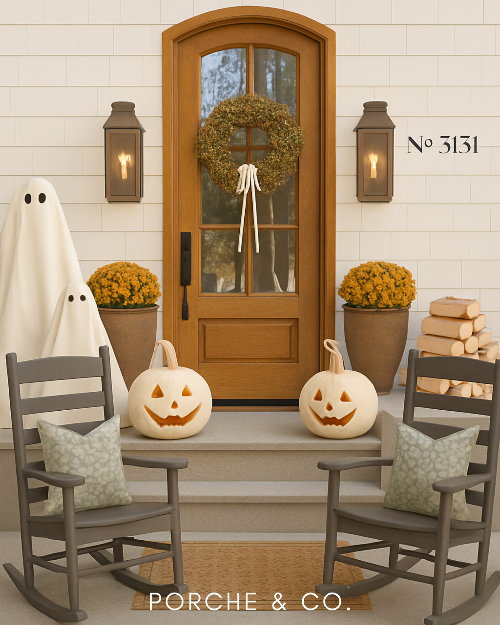 2D vs 3D front porch Fall outdoor Curated Collection 🤍✨ Now you can see what this front porch design will look like in real life- this Fall design is a perfect blend of comfort and contrast! Would you bring this design to life on your own front porch this Fall? 🍂 

 #LTKFallSale #LTKSeasonal #LTKHome