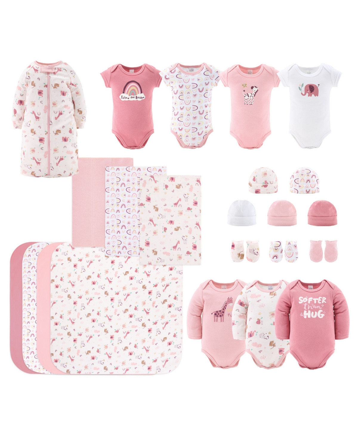 The Peanutshell Baby Girls Newborn Shower Gift Set Layette Essentials, Pink - Pink/white | Macy's