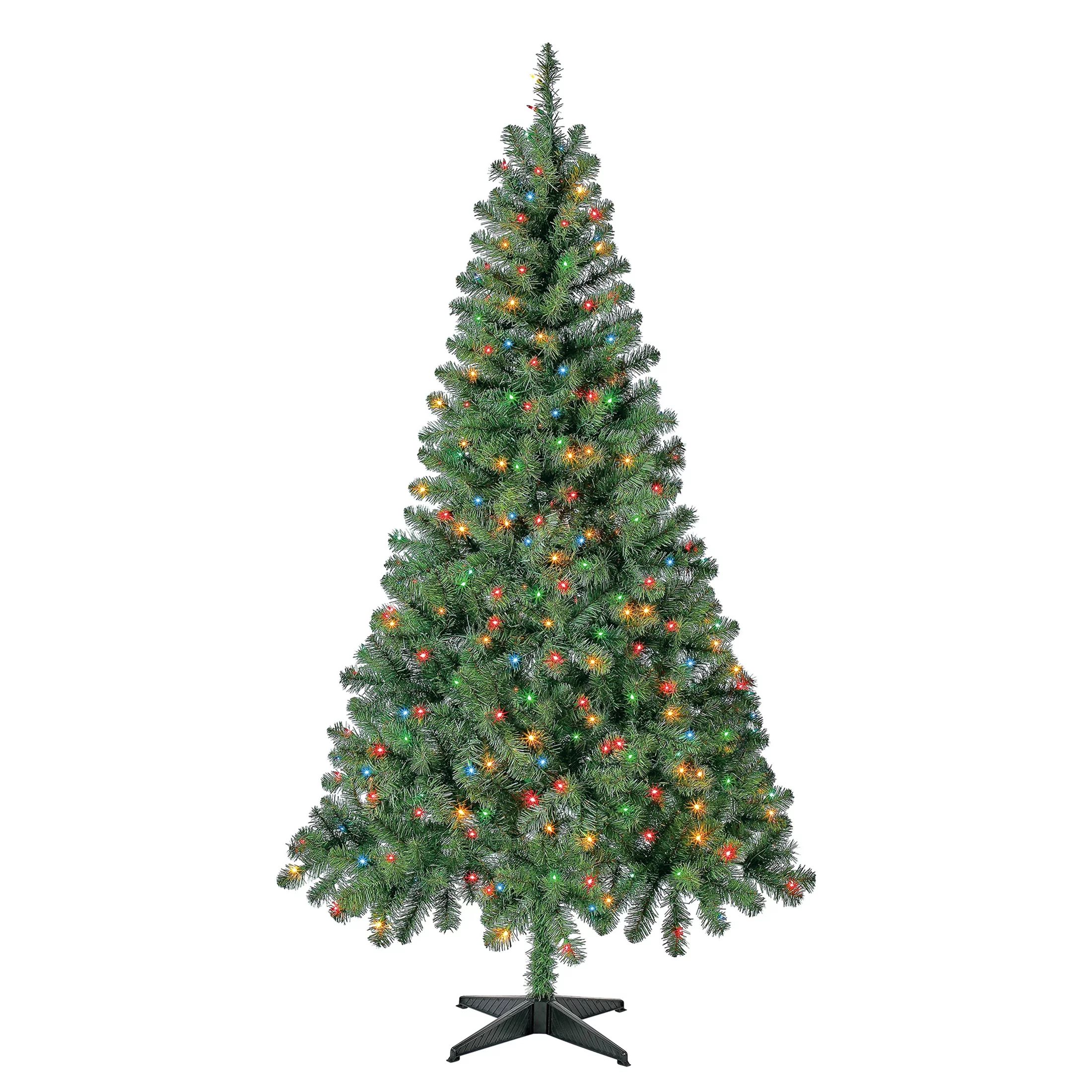 6.5 ft Pre-Lit Madison Pine Artificial Christmas Tree, Multi-Color Incandescent Lights, by Holida... | Walmart (US)