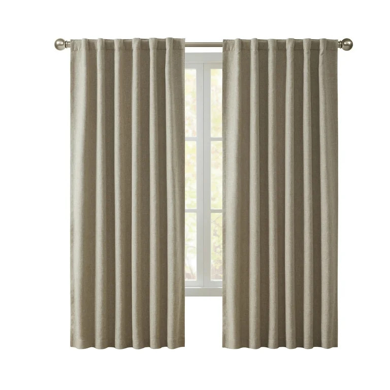 My Texas House Solid White Pepper Rod Pocket Back Tab Blackout Curtain Panel, 52" x 84" | Walmart (US)