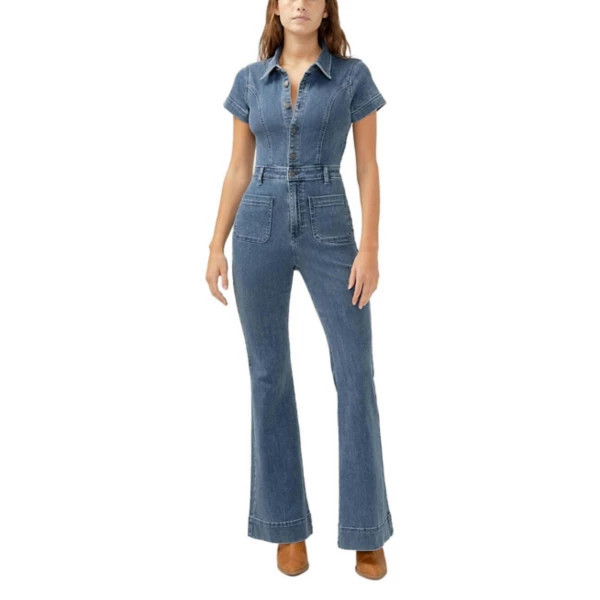 Women's Silver Jeans Co. 70s Flare Denim Jumpsuit XSmall Indigo | Scheels
