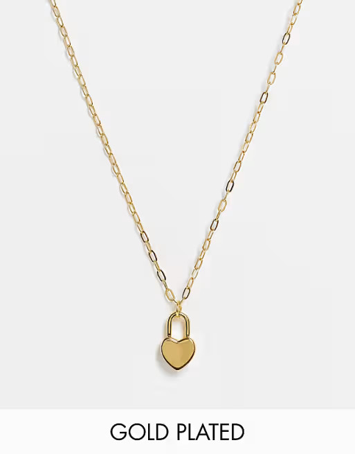 ASOS DESIGN 14k gold plated necklace with small heart padlock | ASOS (Global)
