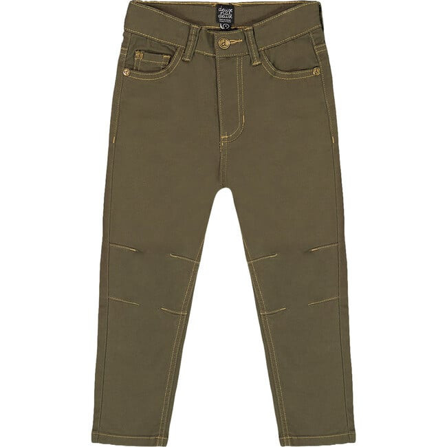 Stretch Twill Straight Leg Pants, Khaki Green | Maisonette