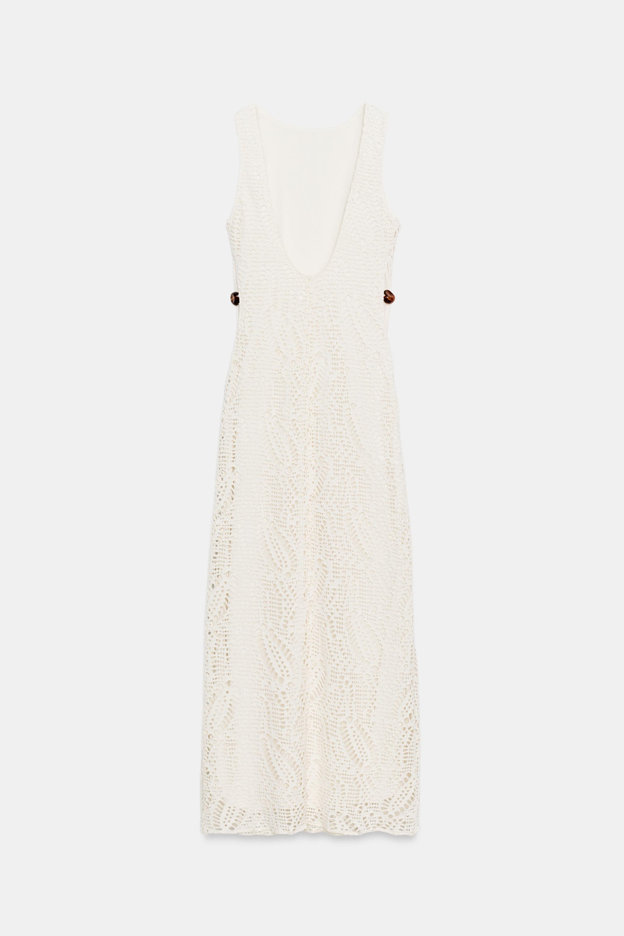 CROCHET MIDI DRESS WITH BEADED DETAIL | Zara UK