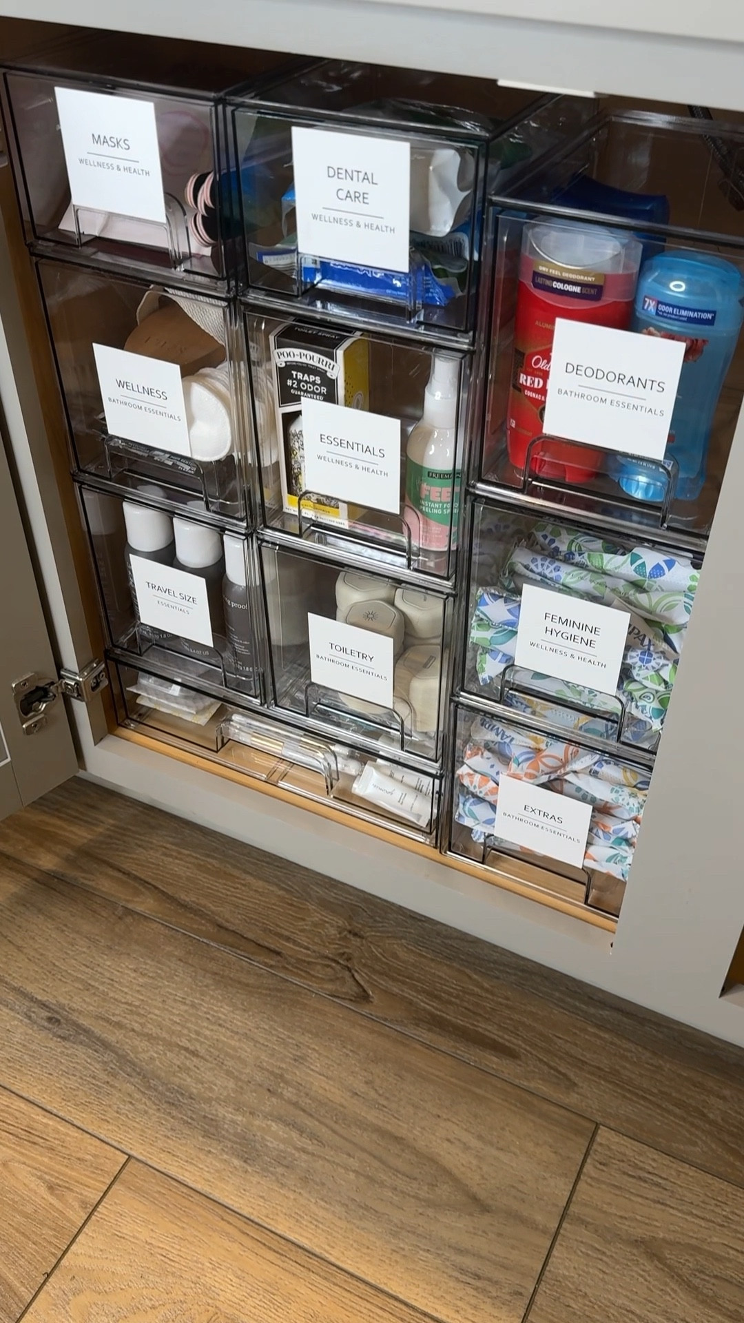 You definitely do NOT want to see the before! I would dread looking for anything because I couldn’t find it!!! 

Bonus: there’s a sale on some of the items I used! 

- The storage bins are stackable, vertical storage will save a lot of space. 

- Perfect for organizing face creams, body lotions and more.

- The storage containers are designed with pull-out handles, it is convenient for you to store and take out items.

- Extra silicone pads are included, just stick them on the bottom of the outer box for non-slip,it will stay in place when the drawer slides.

- help you to organize everywhere, they can be used as organizers and storage for bathroom countertop/under sink, kitchen cabinet,laundry,medicine cabinet,pantry shelf, vanity, offices, garages, crafts, etc. 

- clean with soap and warm water.

- 174 preprinted labels; the sticker labels include commonly used products, such as makeup and dental items. These household labels feature black all-caps lettering preprinted on water-resistant, matte white vinyl with an adhesive backing that resists tearing and peeling. 162 for shower containers and 12 numbered stickers; includes an alphabetized list of the label names for easy reference

- labels come in 2 sizes, they measure 2.5x2.5 inches and 2.5x0.75 inches, fitting perfectly on your glass canisters and acrylic containers

#LTKhome #LTKsalealert #LTKfamily