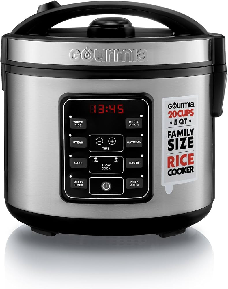 Gourmia Rice Cooker – 5 Qt Capacity, 20 Cup Cooked, 10 Cup Uncooked, Digital Controls, 6 Cookin... | Amazon (US)