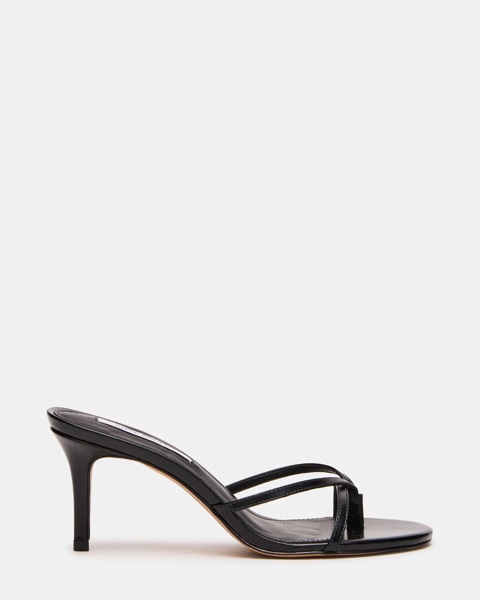 CLARI Black Leather Strappy Thong Women's Kitten Heel | Steve Madden (US)