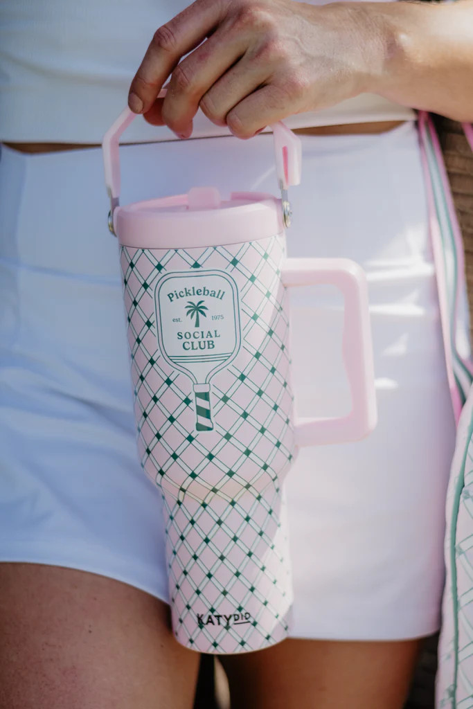Pickleball Social Club 38 Oz Tumbler with Lid Handle | Katydid.com