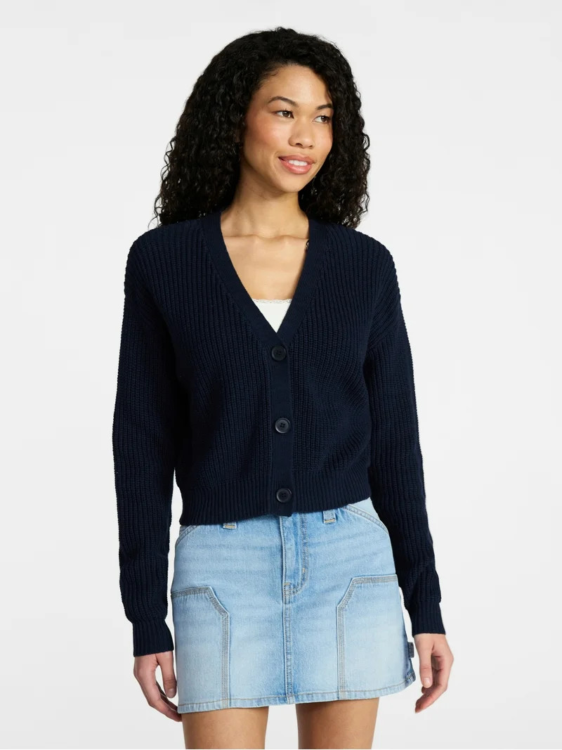 No Boundaries Cropped Knit Cardigan, Women's XXS-XXL | Walmart (US)