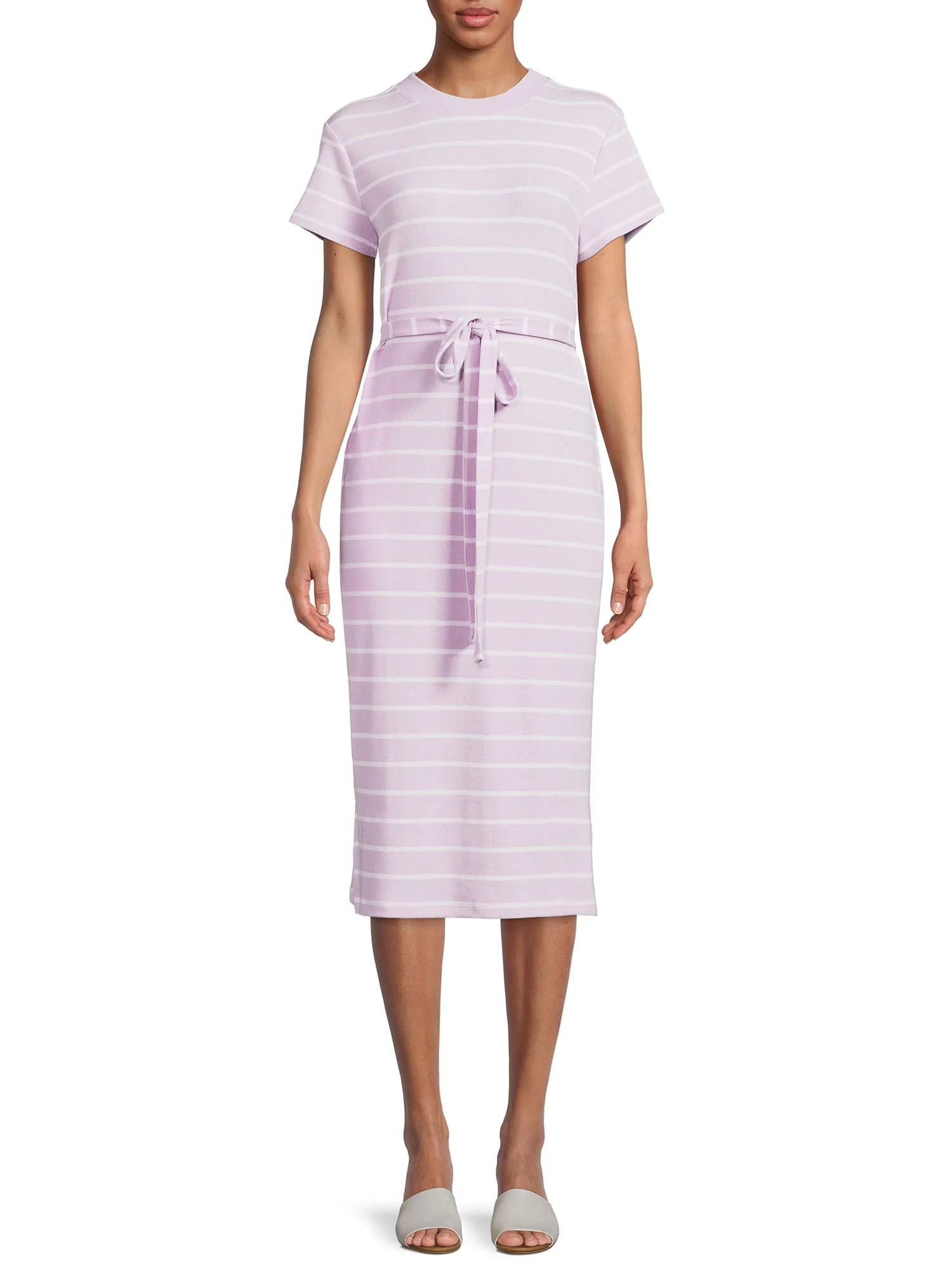 Time And Tru Women`s Knit Midi Dress with Belt - Walmart.com | Walmart (US)