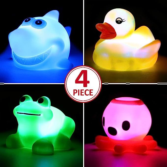 Yeonha Toys Bath Toy,Can Flashing Colourful Light(4 Pack), Floating Bath Toy, Light Up Baby Showe... | Amazon (US)