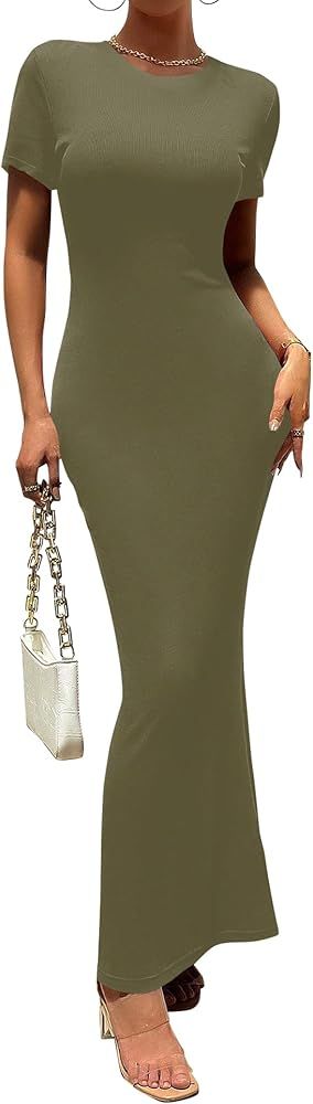Amazon.com: LOMON Womens Summer Dresses Maxi Casual 2024 Long Elegant Bodycon Trendy Ladies Dress... | Amazon (US)