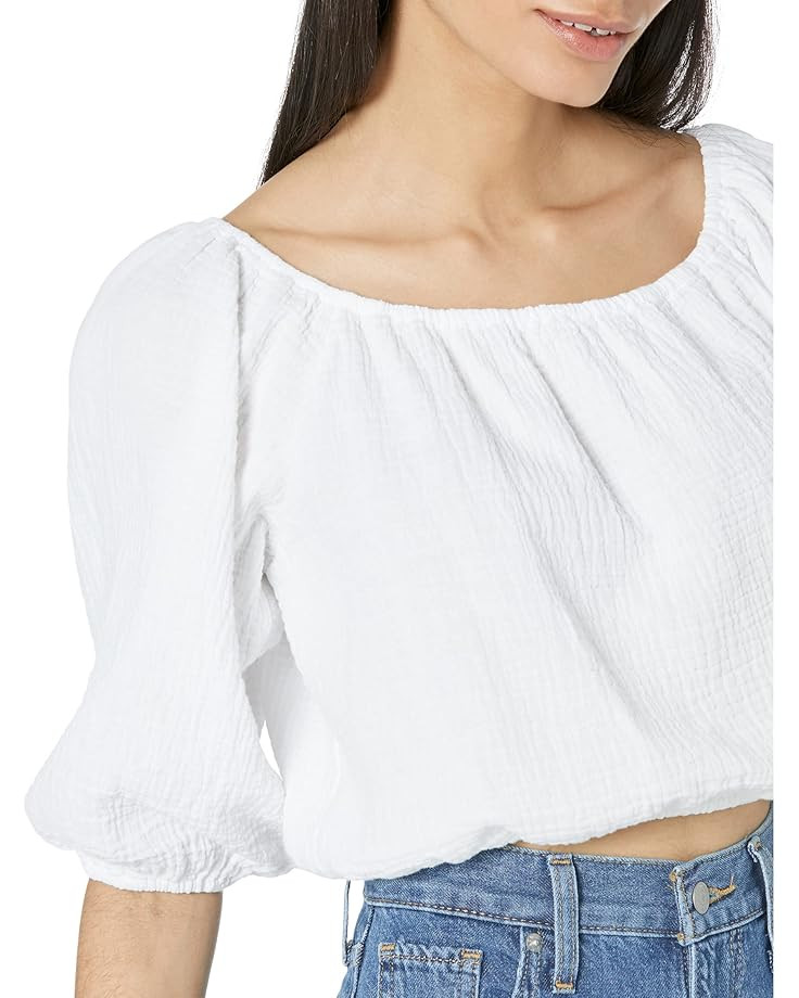 bobi Los Angeles Elastic Boatneck Top in Beach Gauze | Zappos