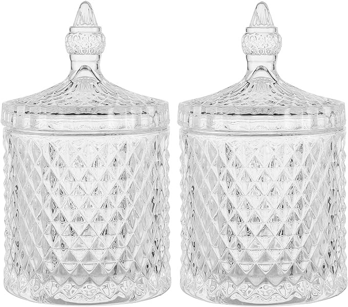 rejomiik Qtip Holder Glass Apothecary Jars with Lid Bathroom Accessories Vanity Organizers and Ma... | Amazon (US)