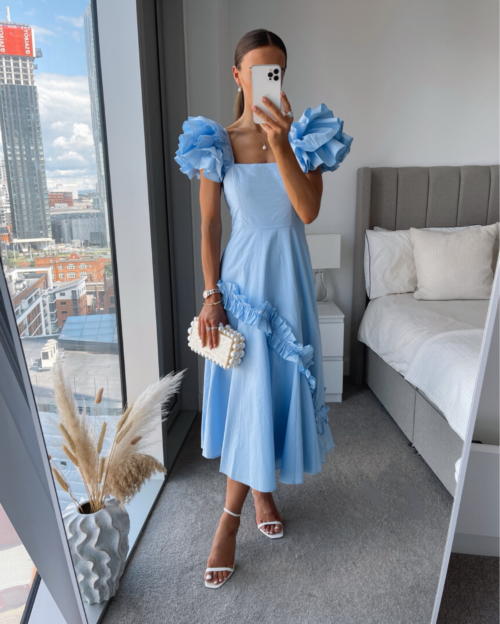 blue dress coast Amalfi Coast Embroidered Tiered Dress