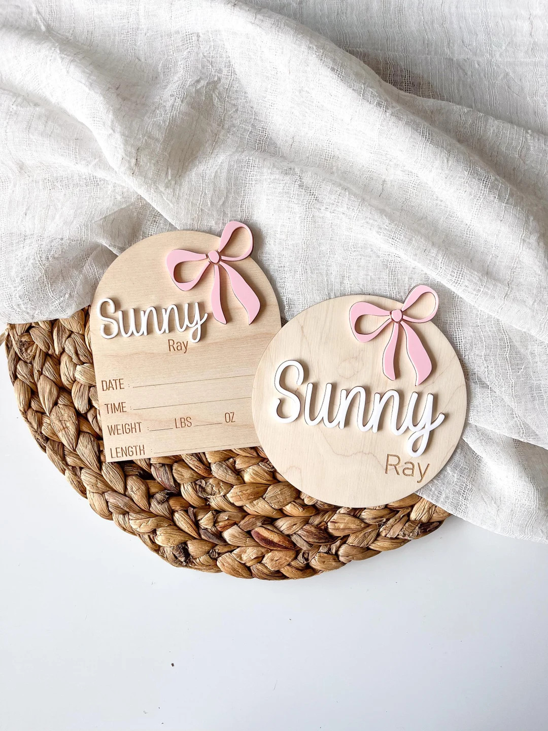 Newborn Baby Girl Announcement Sign Personalized Baby Shower Gift Bow Birth Stat Sign Gift for Ne... | Etsy (US)