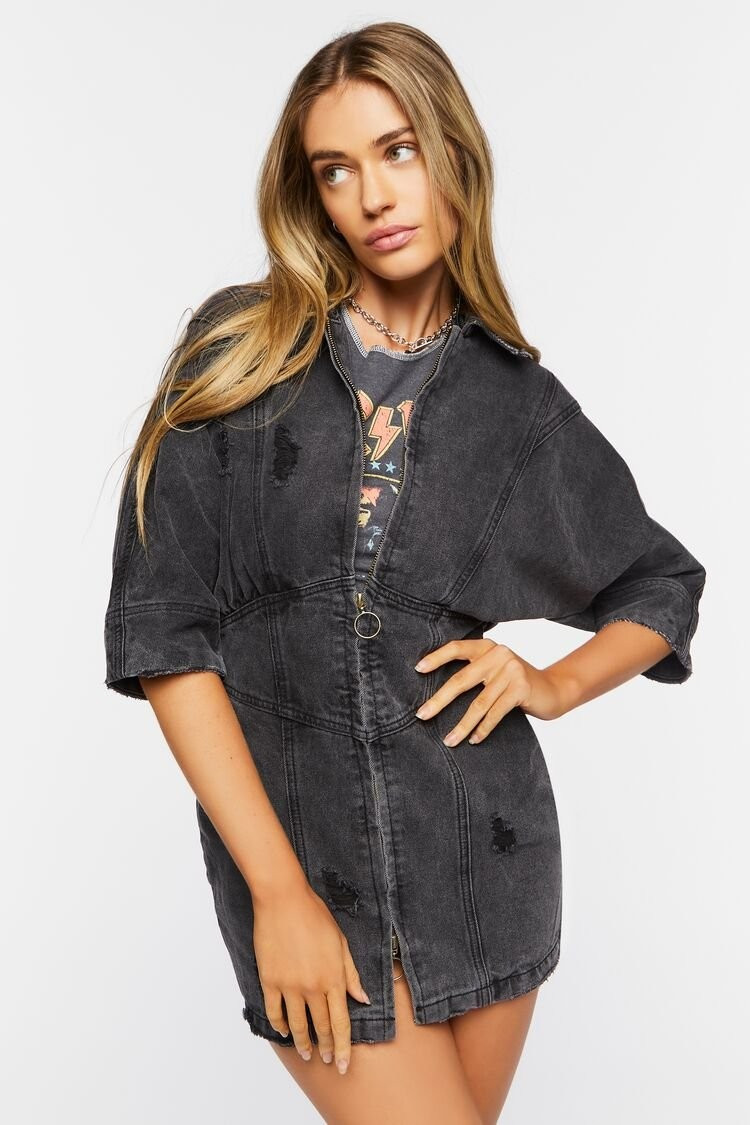 Denim Zip-Up Mini Dress | Forever 21 (US)