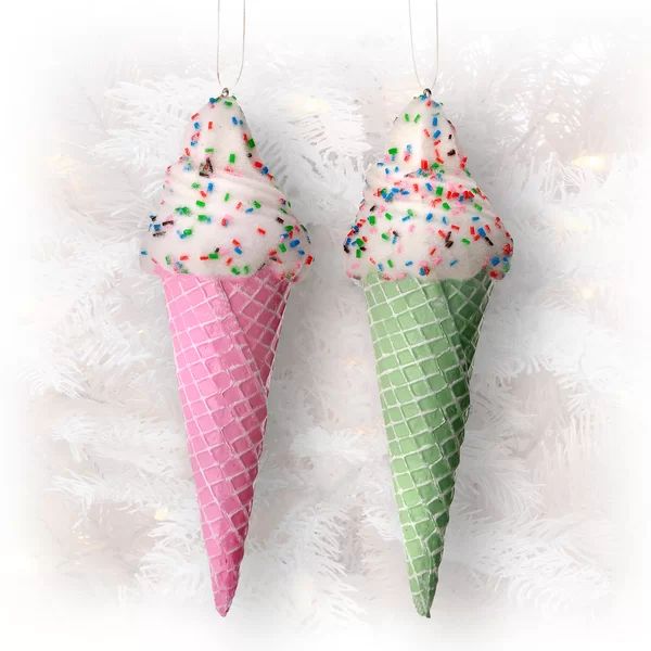 Ice Cream Cone Hanging Figurine Ornament Set (Set of 2) | Wayfair North America