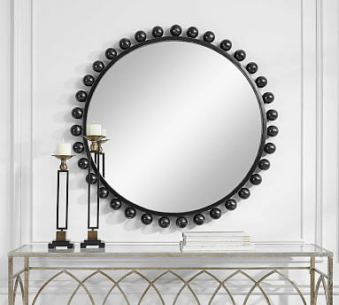 Belle Beaded Round Mirror | Pottery Barn (US)