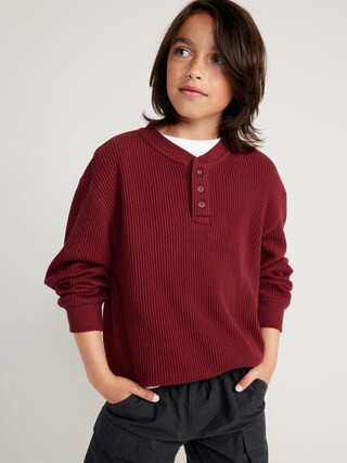 Long-Sleeve Thermal-Knit Henley T-Shirt for Boys | Old Navy (US)