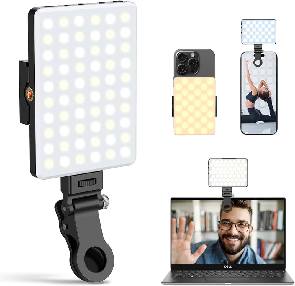 Tizwis 60 LED Phone Light with Front & Back Clip, Selfie Light with CRI 95+, Selfie Light for iPh... | Amazon (US)