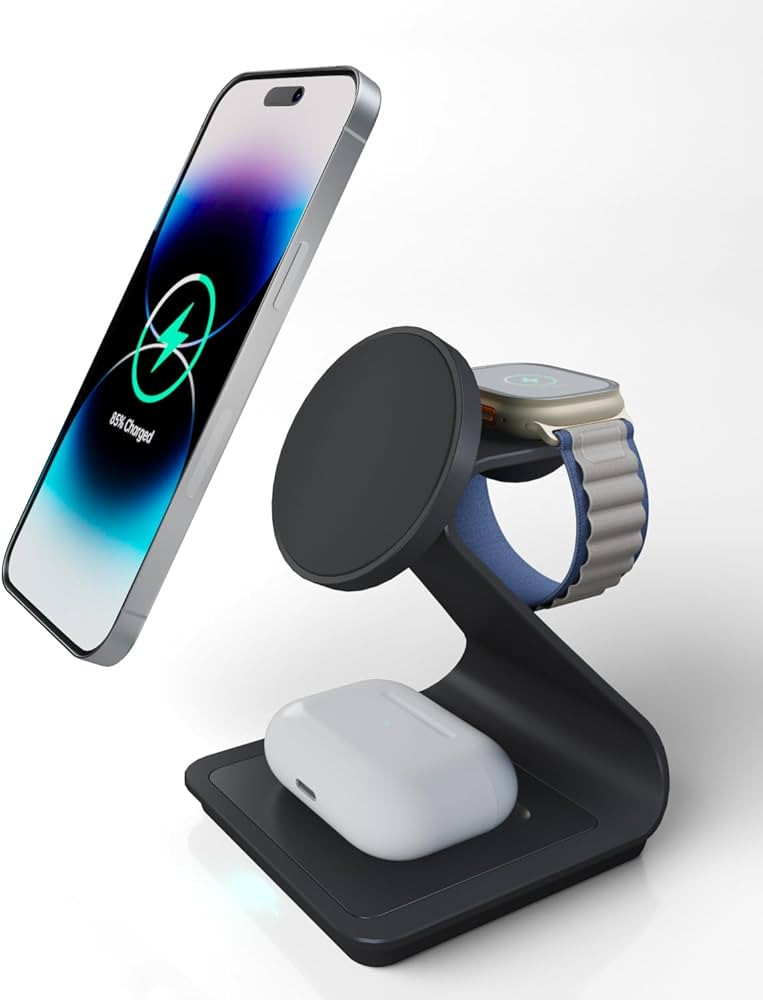 3 in 1 Wireless Charger for Apple Magsafe Devices, Aluminum Alloy Wireless Charging Station, Comp... | Amazon (US)