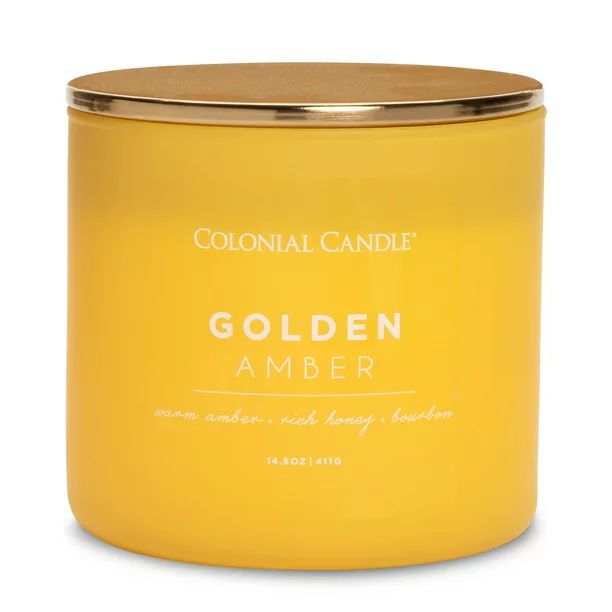 Colonial Candle Golden Amber 14.5oz 3 Wick Candle, Yellow | Walmart (US)