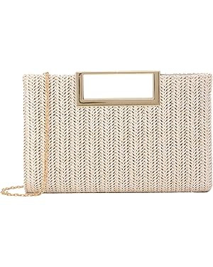 Top Handle Straw Clutch for Women Summer Clutch Straw Evening Bag Raffia Crossbody Purses Woven B... | Amazon (US)