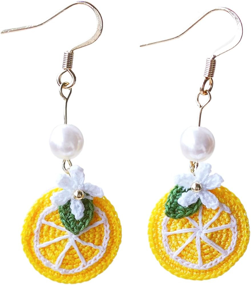 Lemon Earrings Fruit Lemon Themed Gifts Cute Beach Vacation Earrings for Women | Amazon (US)
