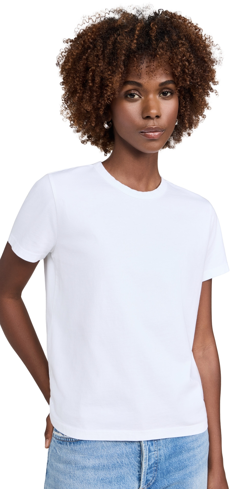 Madewell The Perfect Crewneck Tee in Allday Jersey Eyelet White XL | Shopbop