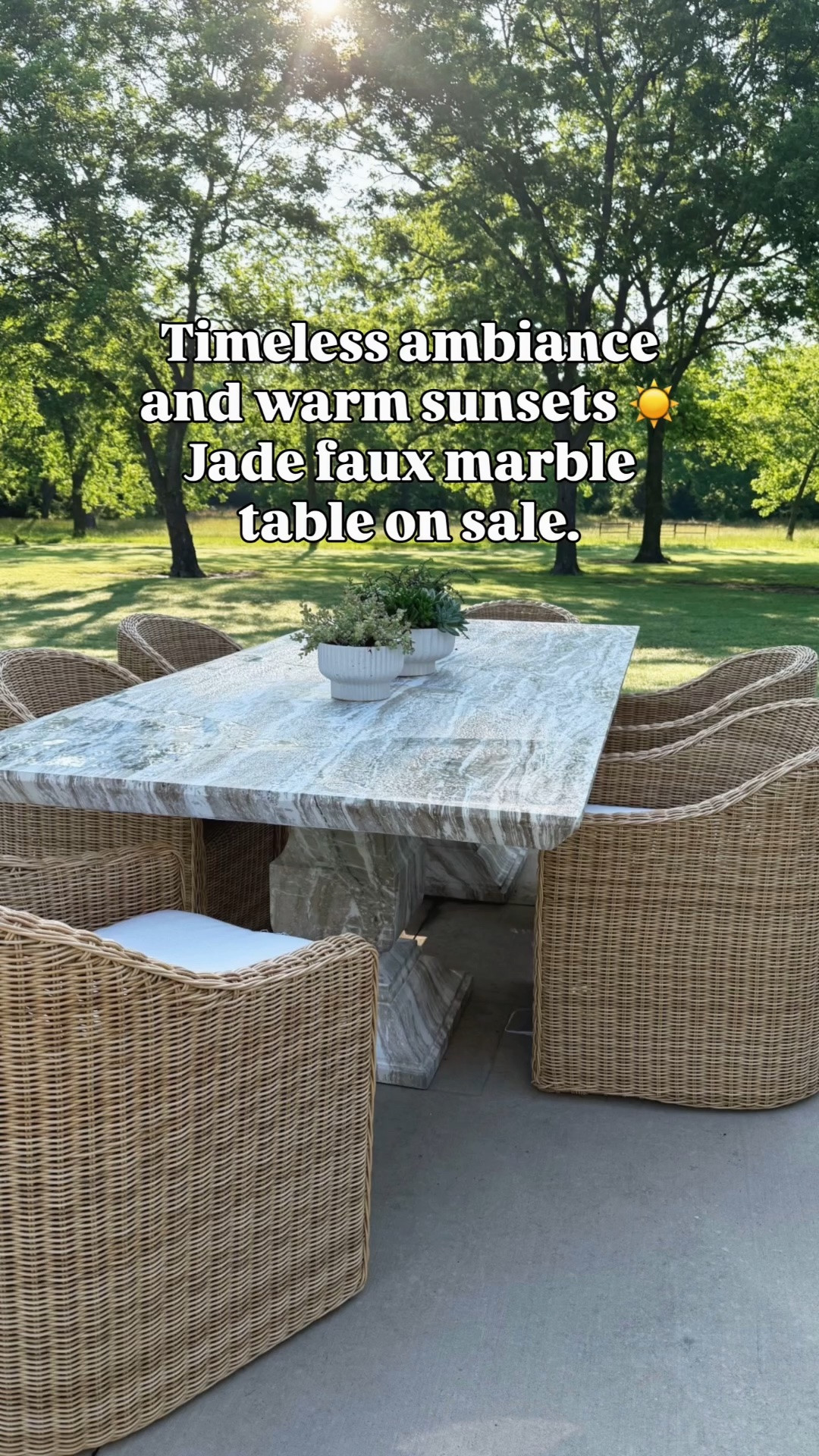Outdoor dining jade faux table available in two lengths and round on sale now

#LTKHome #LTKSaleAlert