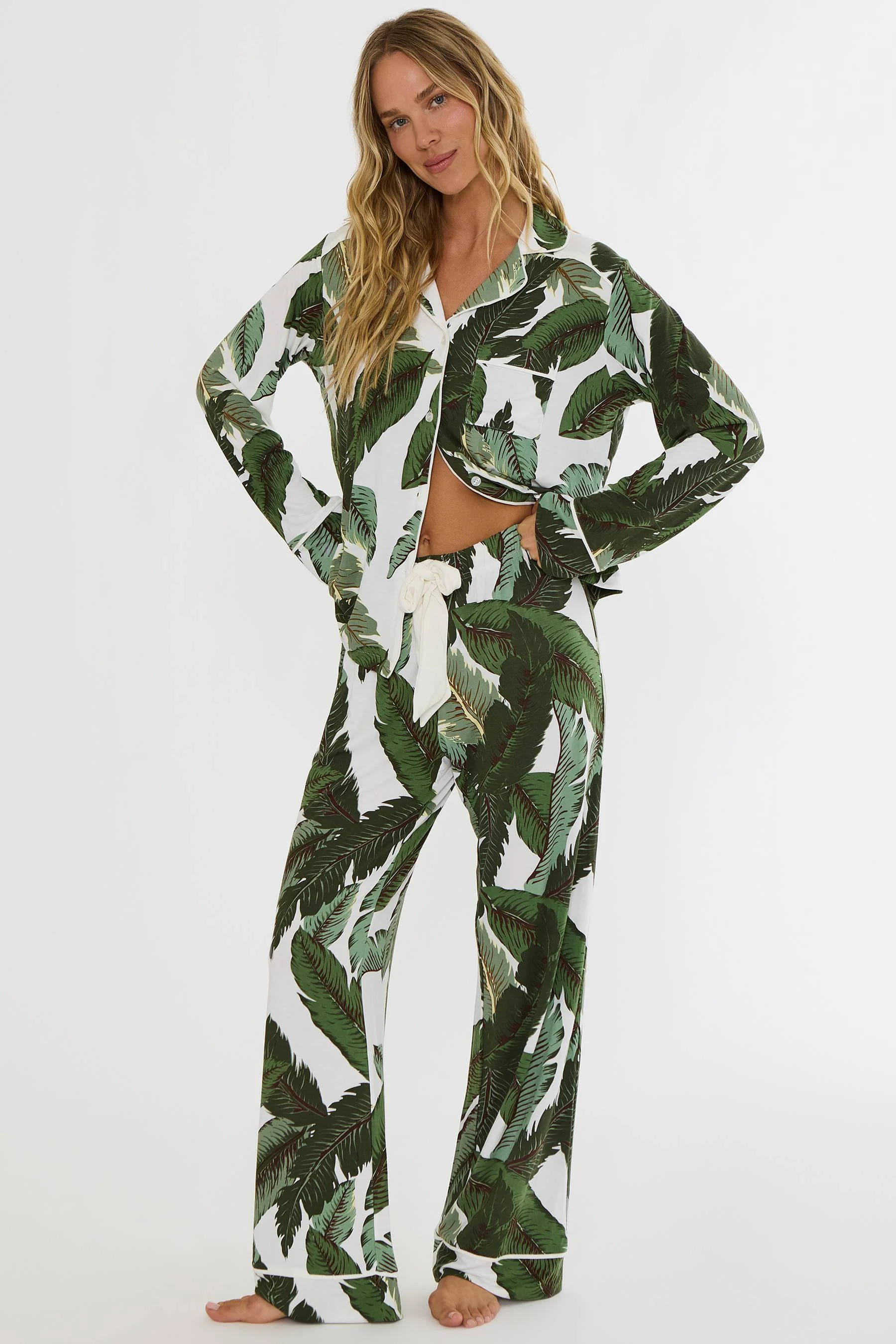 Livy Top & Connie Pant Set Banana Palms | Women's Tropical Modal Pajama Set | Beach Riot | Beach Riot