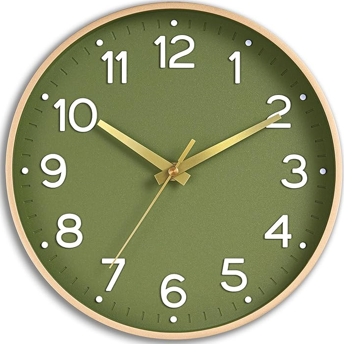 Roymnie Wall Clock Green, Silent Wall Clocks Battery Operated 8 Inch-Modern Non Ticking Analog Cl... | Amazon (US)