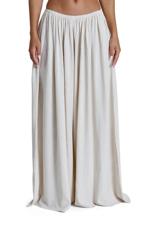 Naked Wardrobe Cotton & Linen WIde Leg Pants in Cream at Nordstrom, Size Large | Nordstrom