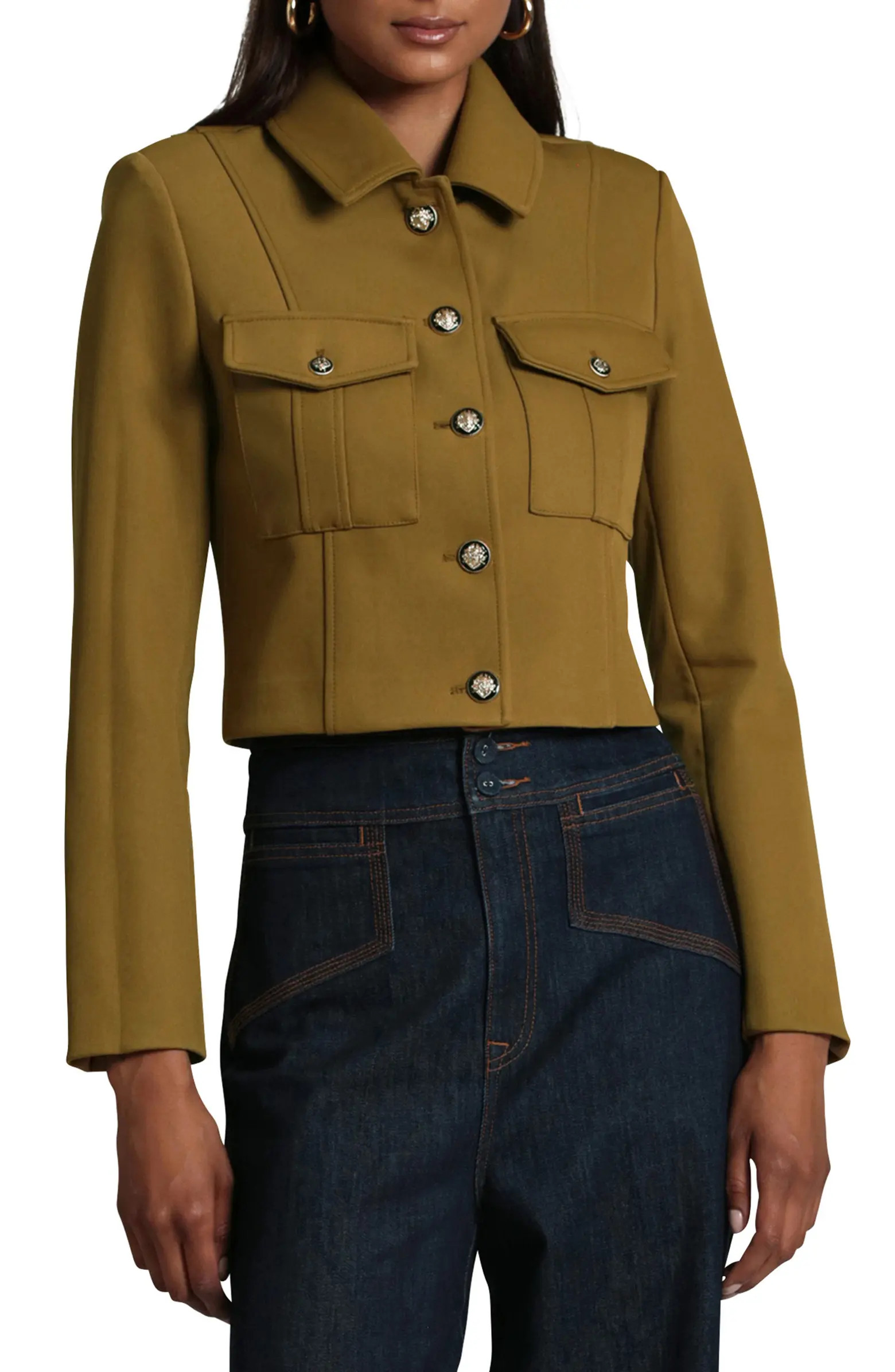 Crop Stretch Ponte Military Jacket | Nordstrom