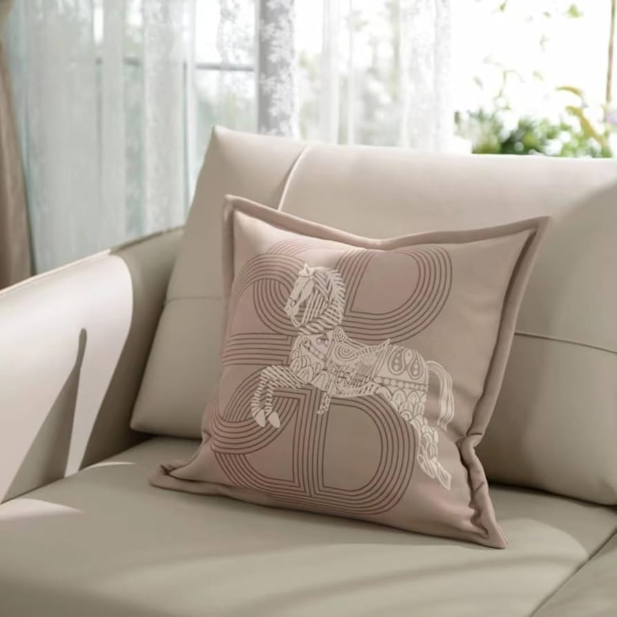 Croker Horse 18x18'' Inches Premium Throw Pillow Cushion Cover - Beige Horse Pattern Wool Cashmer... | Amazon (US)