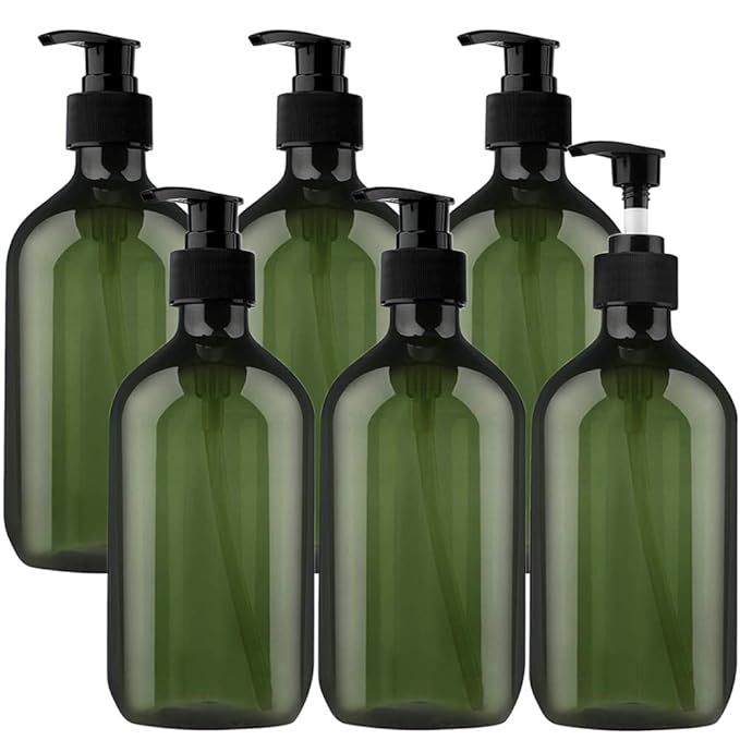 6 Pack 17oz/500ml Pump Bottles Empty Plastic Pump Lotion Bottles,Clear Refillable Dispenser Bottl... | Amazon (US)