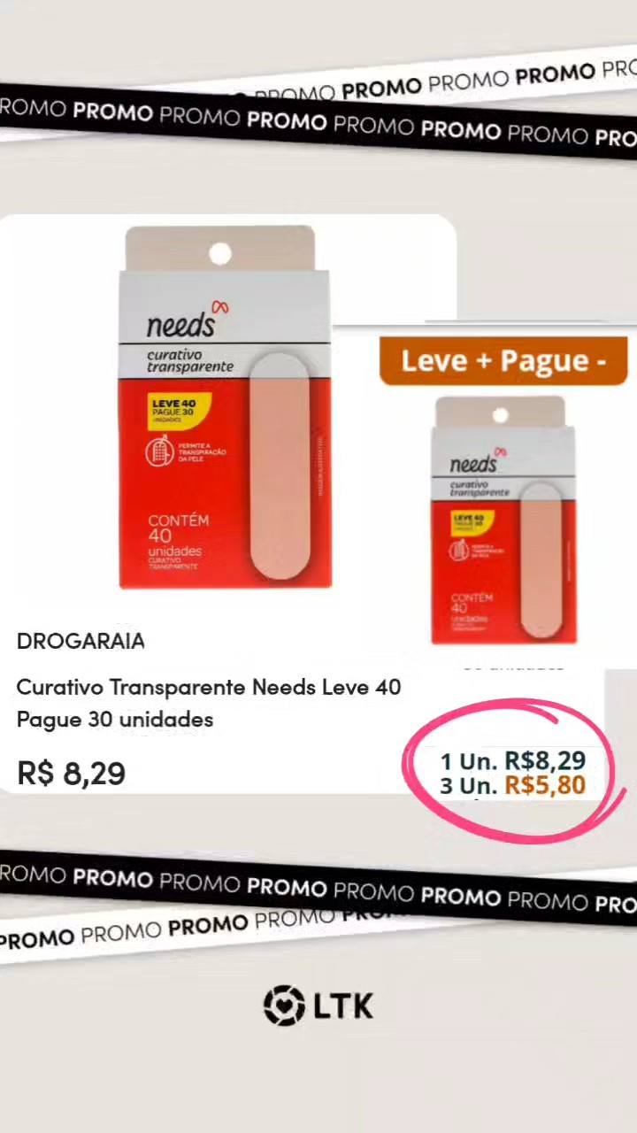 Curativo Transparente Needs é uma tira especialmente desenvolvida para machucados que protege a pele contra a sujeira e germes.É um item Indispensável Ter em Casa 🏡 Esta na oferta Especial leve +Pague - como descrito na imagem.APROVEITE E ADQUIRA O SEU👇🏻

#LTKbrasil #LTKfamily #LTKbeauty