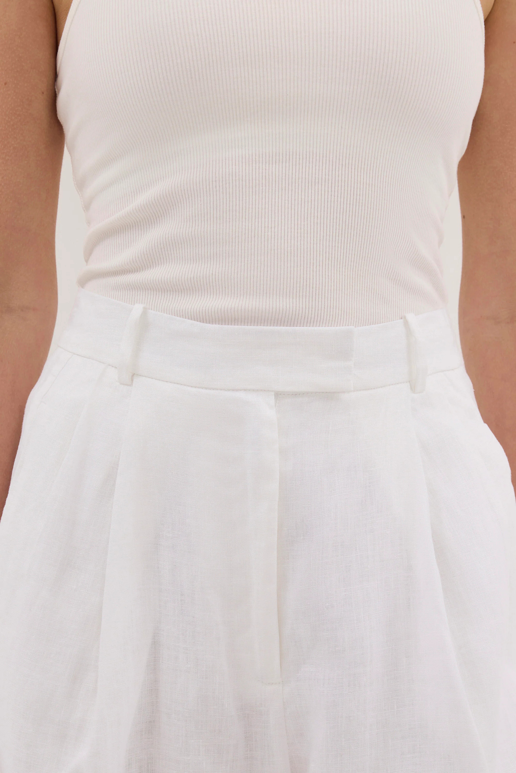EASTON WHITE WIDE LEG LINEN PANT | DISSH