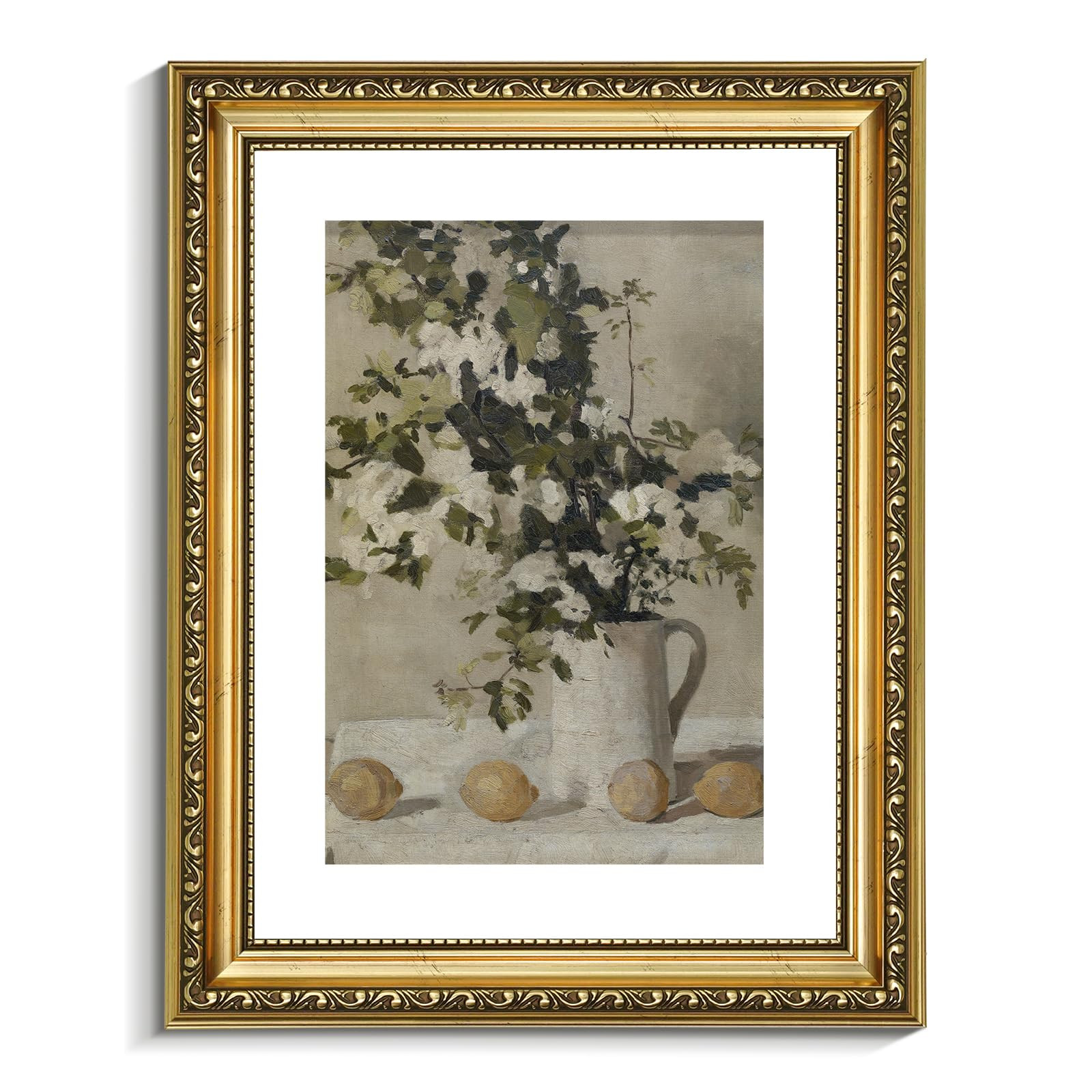 VIYYIEA Vintage Gold Framed Botanical Wall Art, Bedroom Bathroom Flowers and Lemons Decor, Canvas... | Amazon (US)