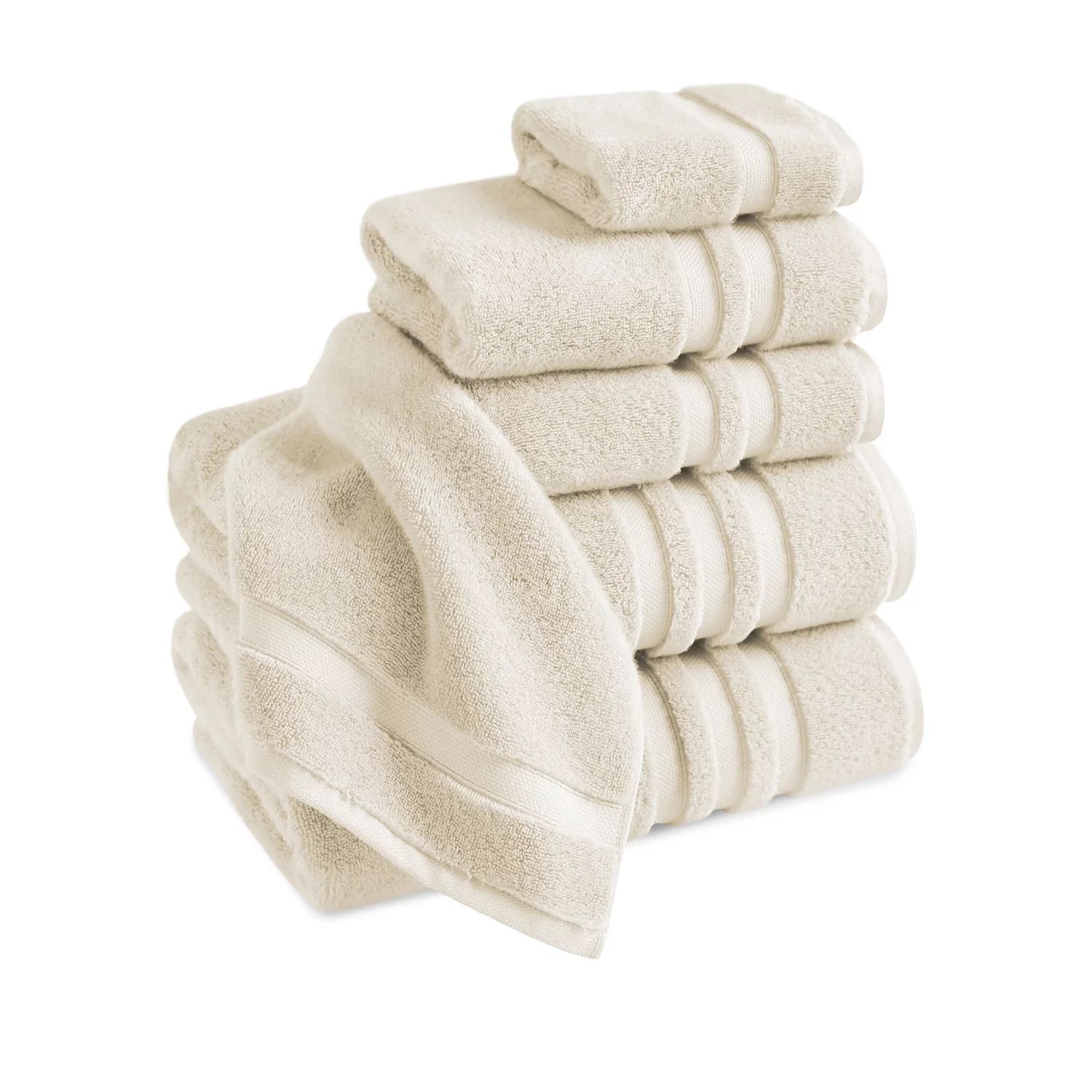 Trident Finesse, Zero Twist, 100% Cotton, 6-Piece Bath Towel Set, Linen | Walmart (US)