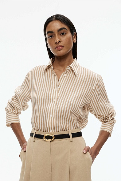French Linen Stripe Shirt | Witchery (AU)